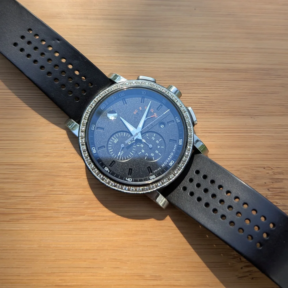 Movado Watch Mens Chrongraph Sport DIAMOND $2495 - Picture 2 of 14